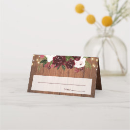 Burgundy och Rustiska Blommigten Ljus Bröllop Placeringskort