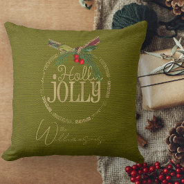 Burgundy och Shimmering Holly Jolly-jul Kudde