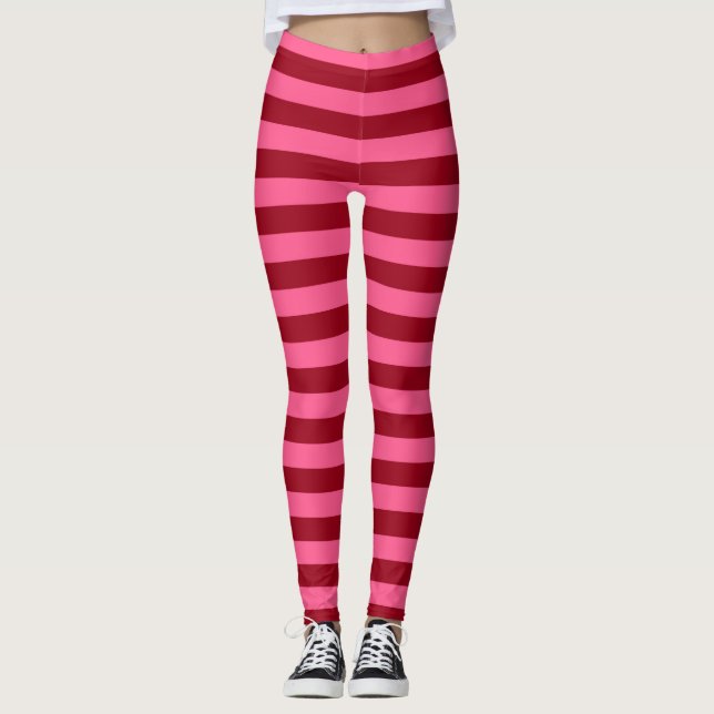 Burgundy och shock rosarandar leggings (Framsida)