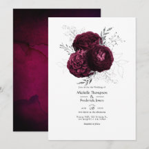 Burgundy och Silver Blommig Bröllop