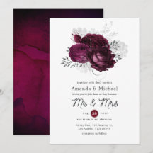 Burgundy och Silver Blommig Bröllop