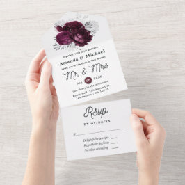 Burgundy och Silver Blommig Bröllopsfest