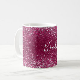 Burgundy och Silver Glitter Kaffemugg