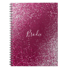 Burgundy och Silver Glitter Photo Anteckningsbok