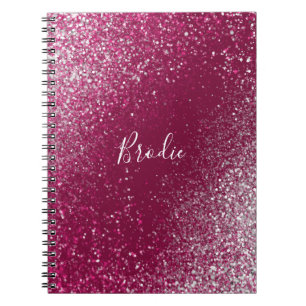 Burgundy och Silver Glitter Photo Anteckningsbok