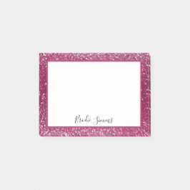 Burgundy och Silver Glitter Post-it Block