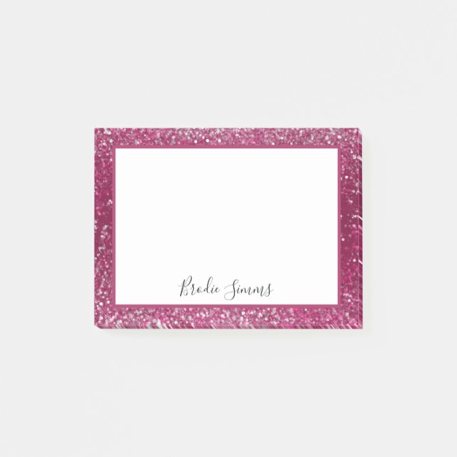 Burgundy och Silver Glitter Post-it Block (Framsida)