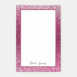 Burgundy och Silver Glitter Post-it Block