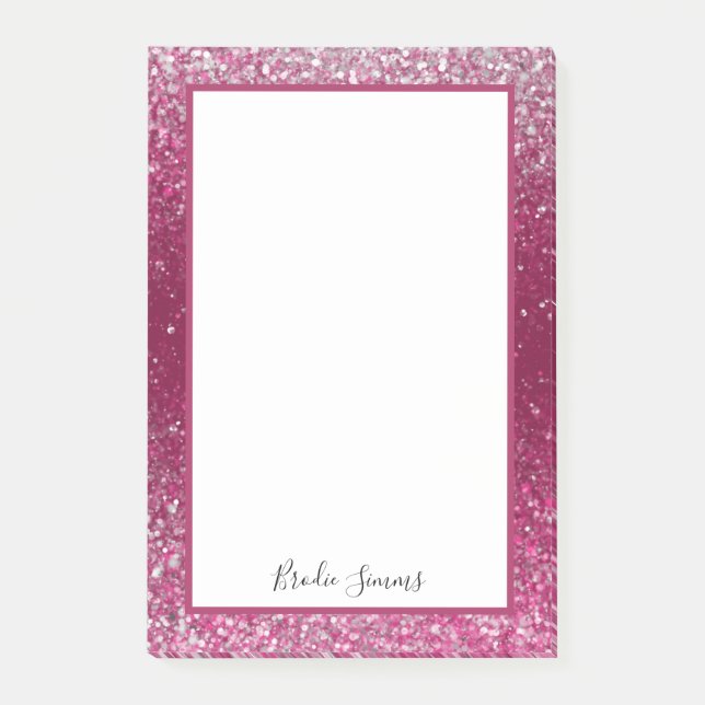 Burgundy och Silver Glitter Post-it Block (Framsida)
