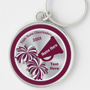 Burgundy och silverjubelKeychains PERSONLIG Rund Silverfärgad Nyckelring