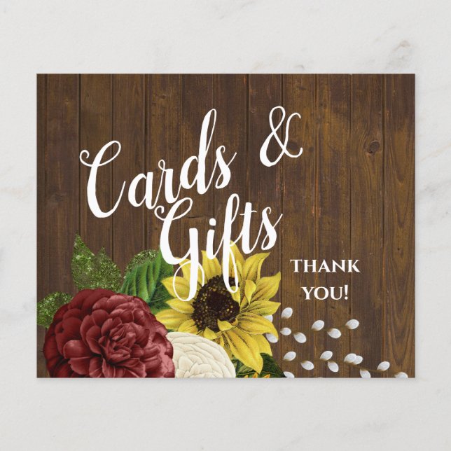 Burgundy och Sunblommor Themsen Bröllop budget (Framsida)