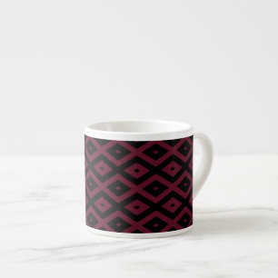 Burgundy och svart diamant mönster espressomugg