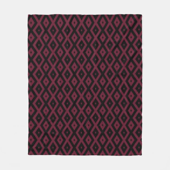 Burgundy och svart diamant mönster fleecefilt (Framsidan)