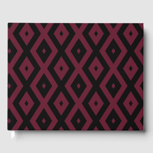Burgundy och svart diamant mönster gästböcker (Framsida)