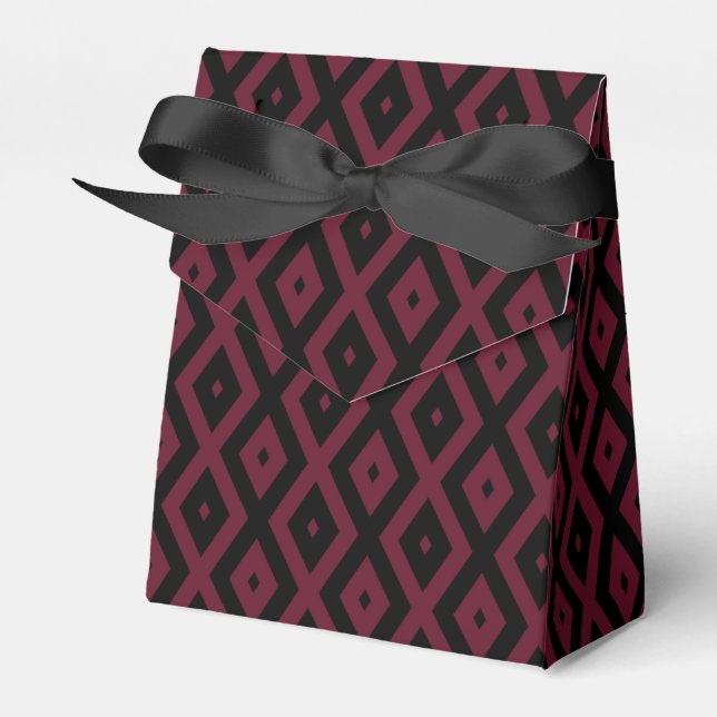 Burgundy och svart diamant mönster presentaskar (Framsidan Sidan)