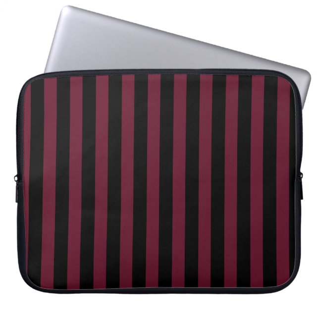 Burgundy och svart rand laptop fodral (Framsidan)