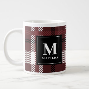 Burgundy och svart tartan - Jul Jumbo Mugg
