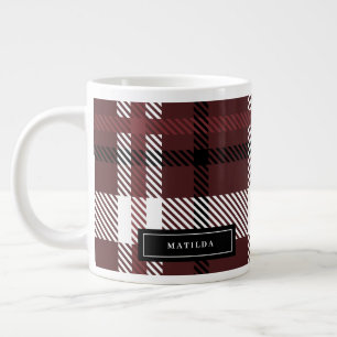 Burgundy och svart tartan - Jul Jumbo Mugg