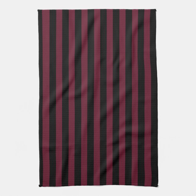 Burgundy och svarta ränder kökshandduk (Vertikal)