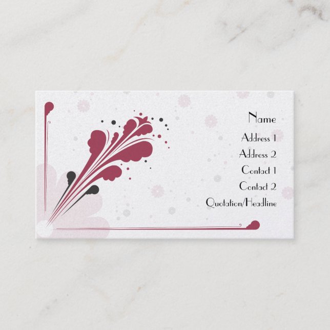 Burgundy och svartblommaFizzdesign Visitkort (Framsida)