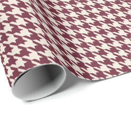 Burgundy och varmt krämfärgad hundtandsmönster presentpapper