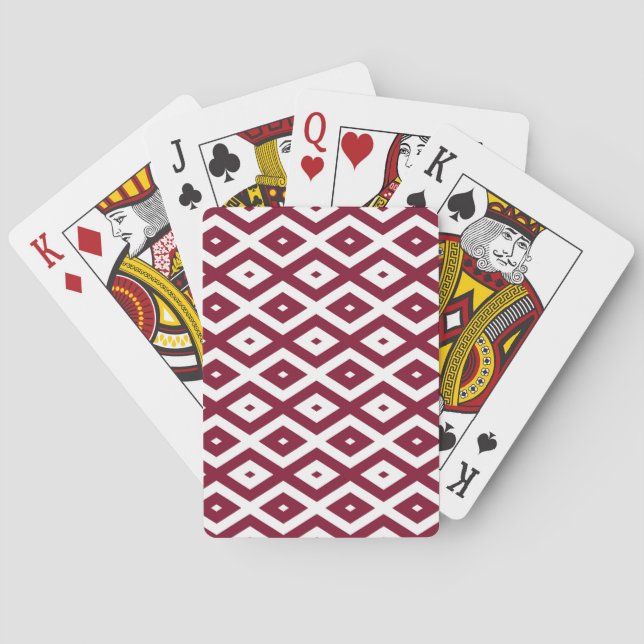 Burgundy och vit diamant mönster casinokort (Baksidan)
