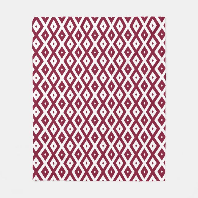 Burgundy och vit diamant mönster fleecefilt (Framsidan)