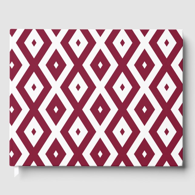 Burgundy och vit diamant mönster gästböcker (Framsida)