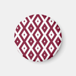 Burgundy och vit diamant mönster magnet