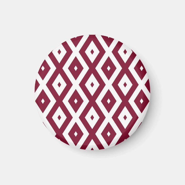 Burgundy och vit diamant mönster magnet (Framsidan)