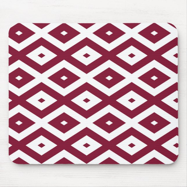 Burgundy och vit diamant mönster musmatta (Framsidan)