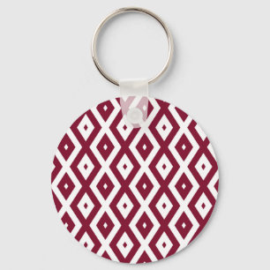 Burgundy och vit diamant mönster nyckelring