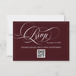 Burgundy och vit kalligrafi bröllops RSVP-kort OSA Kort