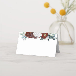 Burgundy och Vita Blommigten Vintage bröllop Placeringskort