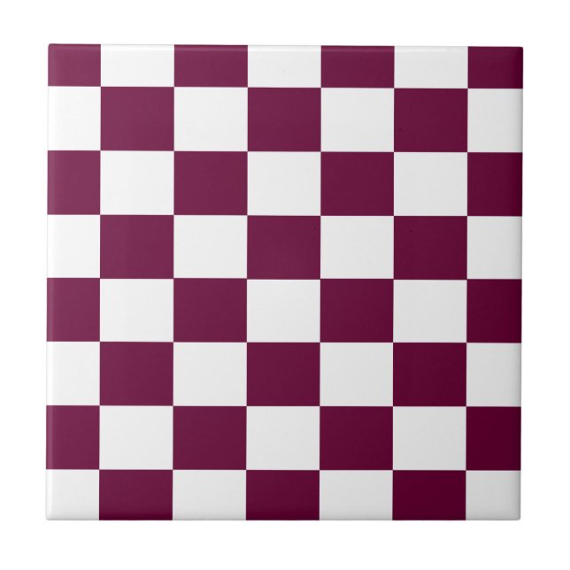 Burgundy och vitschackbräde kakelplatta (Framsidan)