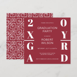 Burgundy och White Bold Typography Studenten Inbjudningar