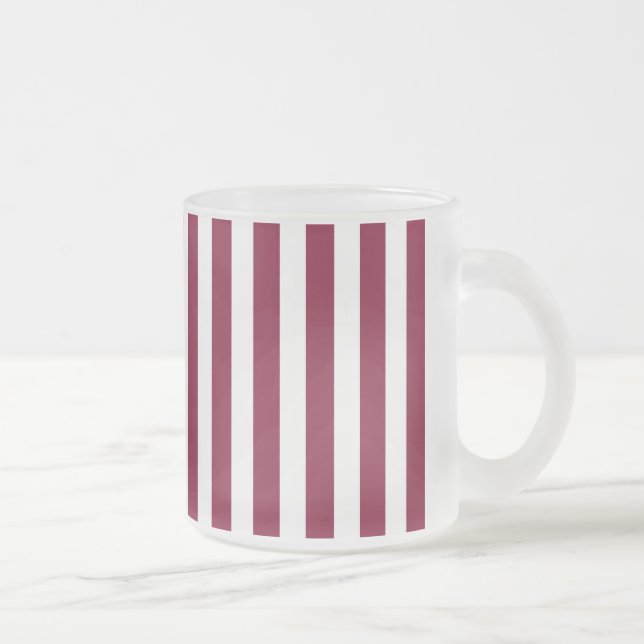 Burgundy och white candy rand frostad glasmugg (Höger)