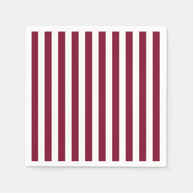 Burgundy och white candy rand pappersservett (Framsidan)
