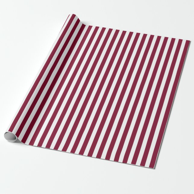 Burgundy och white candy rand presentpapper (Utrullad)