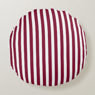 Burgundy och white candy rand rund kudde