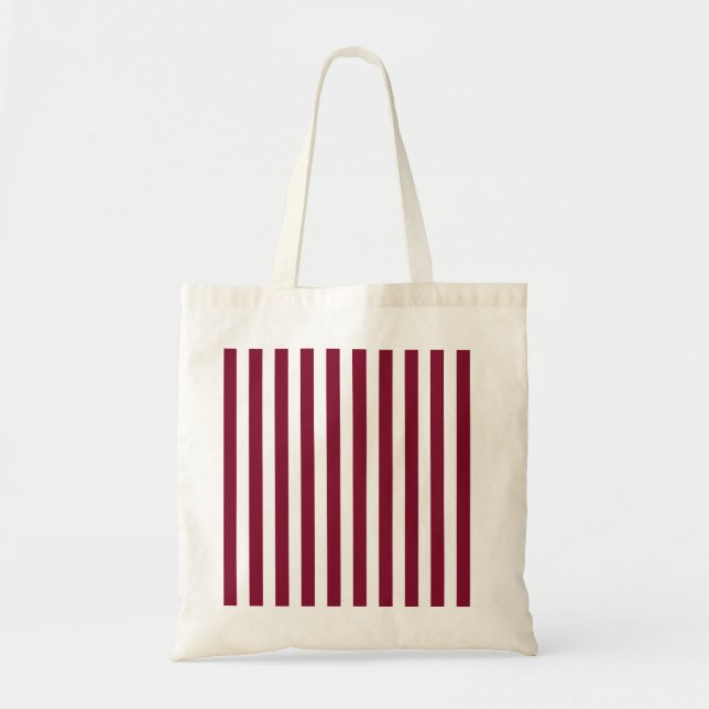 Burgundy och white candy rand tygkasse (Framsidan)