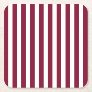 Burgundy och white candy rand underlägg papper kvadrat