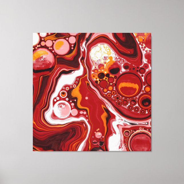 Burgundy och White Digital Fluid Art Canvastryck (Framsida)