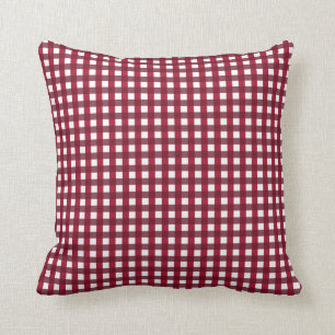 Burgundy och White Gingham Mönster Kudde