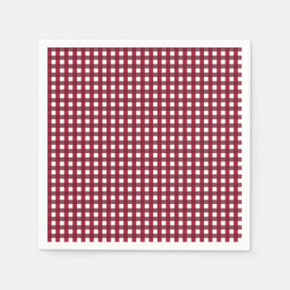Burgundy och White Gingham Mönster Pappersservett