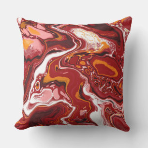 Burgundy och White Marble Fluid Art Kudde