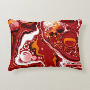 Burgundy och White Marble Fluid Art Prydnadskudde