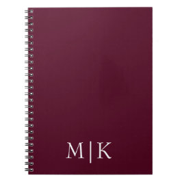 Burgundy och White | Modern Monogram Anteckningsbok