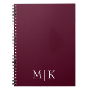 Burgundy och White Modern Monogram Anteckningsbok