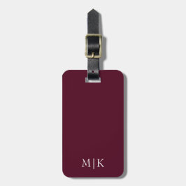 Burgundy och White | Modern Monogram Bagagebricka